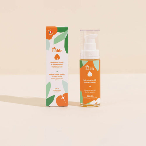 l'huile intime au cbd my lubie, de face avec packaging